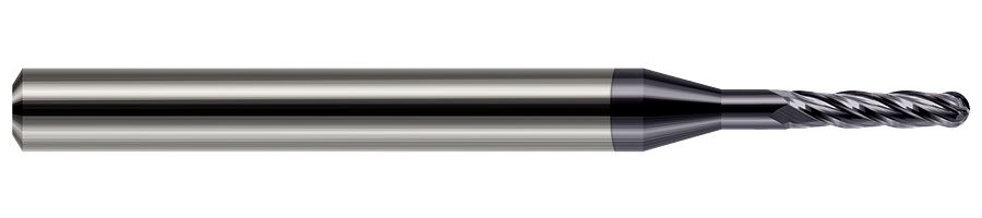 Picture of Harvey Tool 76900-C3 .100 Ball CarbideLG RCH EM-4 FL AlTiN End Mill Standard Flute Standard Helix Carbide AlTiN Single End Ball NoseBall